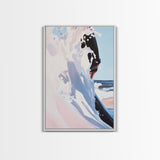 Surf, Ocean Wave, Coastal Art, Framed Canvas Print, Abstract Beach Painting, Blue and White Art, Minimalist Seascape, Bedroom Wall Art