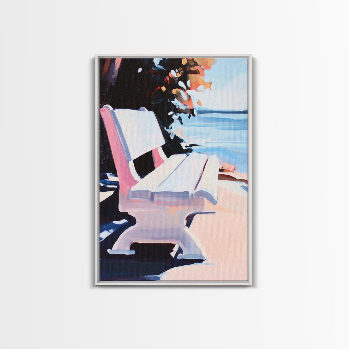 Lakeside Bench, Peaceful View, Serene Landscape, Impressionist Painting, Cozy Home Decor, Relaxing Art, Bedroom Wall Art, Canvas Print