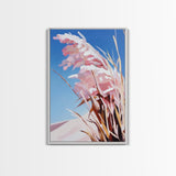 Windblown Grass, Beach Prairie Art, Coastal Breeze Print, Framed Canvas Print, Neutral Minimalist Decor, Modern Nature Wall Art