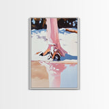 Snow Reflection, Winter Scene, Tranquil Landscape, Framed Canvas Print, Nature Wall Art, Cozy Home Aesthetic, Warm Neutrals