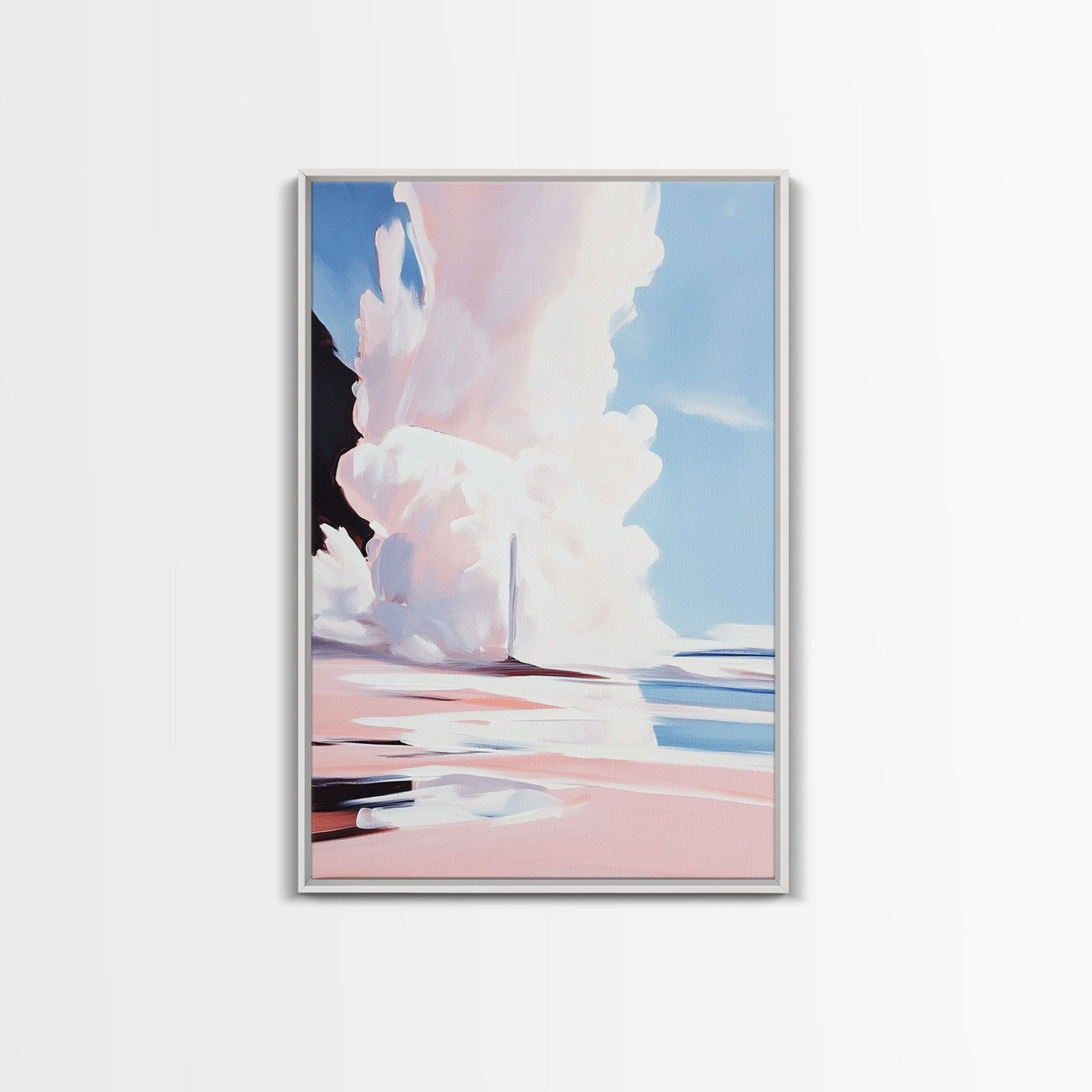 Pink Clouds, Sky Art, Dreamy Landscape, Serene Wall Decor, Blue and Pink Painting, Framed Canvas Print, Office Decor, Aesthetic Gift