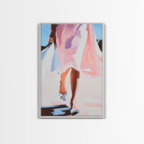 Elegant Woman Art, Fashion Illustration, Minimalist Feminine Painting, Pink Aesthetic Decor, Framed Canvas Print, Bedroom Wall Art
