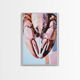 Lobster Painting, Nautical Kitchen Art, Coastal Seafood Decor, Bold Modern Artwork, Framed Canvas Print, Beach House Wall Art