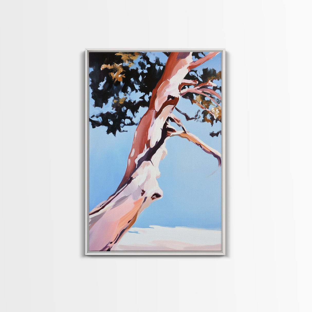 Abstract Tree Art, Modern Landscape Painting, Contemporary Earthy Decor, Minimalist Nature Print, Framed Canvas Print, Office Wall Art
