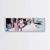 Summer Market, Stylish Women, Canvas Print, European Street Scene, Coastal Town, Fashion Artwork, Chic Home Decor, Travel Aesthetic