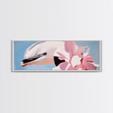 Dolphin, Pink Flowers, Canvas Print, Ocean Art, Whimsical Artwork, Coastal Wall Art, Sea Life Decor, Modern Aesthetic, Nature Lover Gift