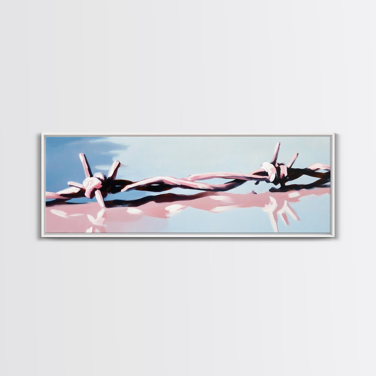 Barbed Wire, Abstract Fence, Rustic Wall Art, Framed Canvas Print, Minimalist Country Decor, Industrial Farmhouse, Western Artwork