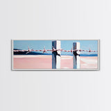 Beach Fence, Coastal Barrier, Ocean Landscape, Framed Canvas Print, Minimalist Seaside Art, Nautical Wall Decor, Summer Home Artwork