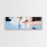 Water Reflection, Feminine Silhouette, Surreal Dreamscape, Pastel Painting, Canvas Print, Bedroom Wall Art, Modern Aesthetic Decor