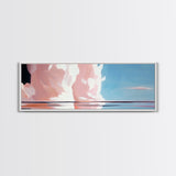 Pink Clouds, Ocean Reflection, Dreamy Sky, Framed Canvas Print, Surreal Landscape, Coastal Wall Art, Minimalist Decor, Bedroom Art