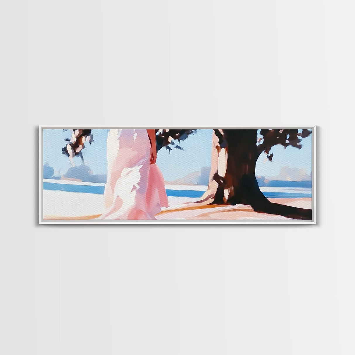 Sunlit Pathway, Dreamy Nature Art, Romantic Forest Scene, Earth Tones, Framed Canvas Print, Cozy Home Decor, Hallway Statement Piece