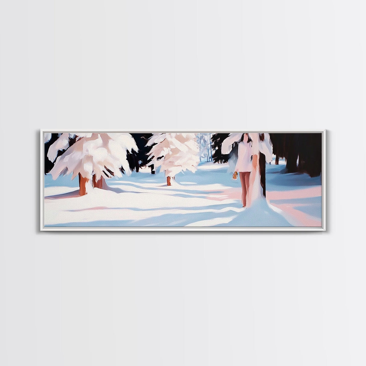 Snowy Forest, Winter Scene, Tranquil Beauty, Framed Canvas Print, Cozy Wall Art, Christmas Home Decor, Minimalist Winter Artwork