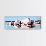 Large Rocks, Water Reflection, Serene Nature, Canvas Print, Minimalist Wall Art, Earthy Home Decor, Neutral Landscape, Modern Aesthetic
