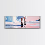 Fashion Walk, Chic Modern Art, Feminine Aesthetic, Pastel Wall Decor, Dreamy Reflections, Stylish Home Design, Framed Canvas Print