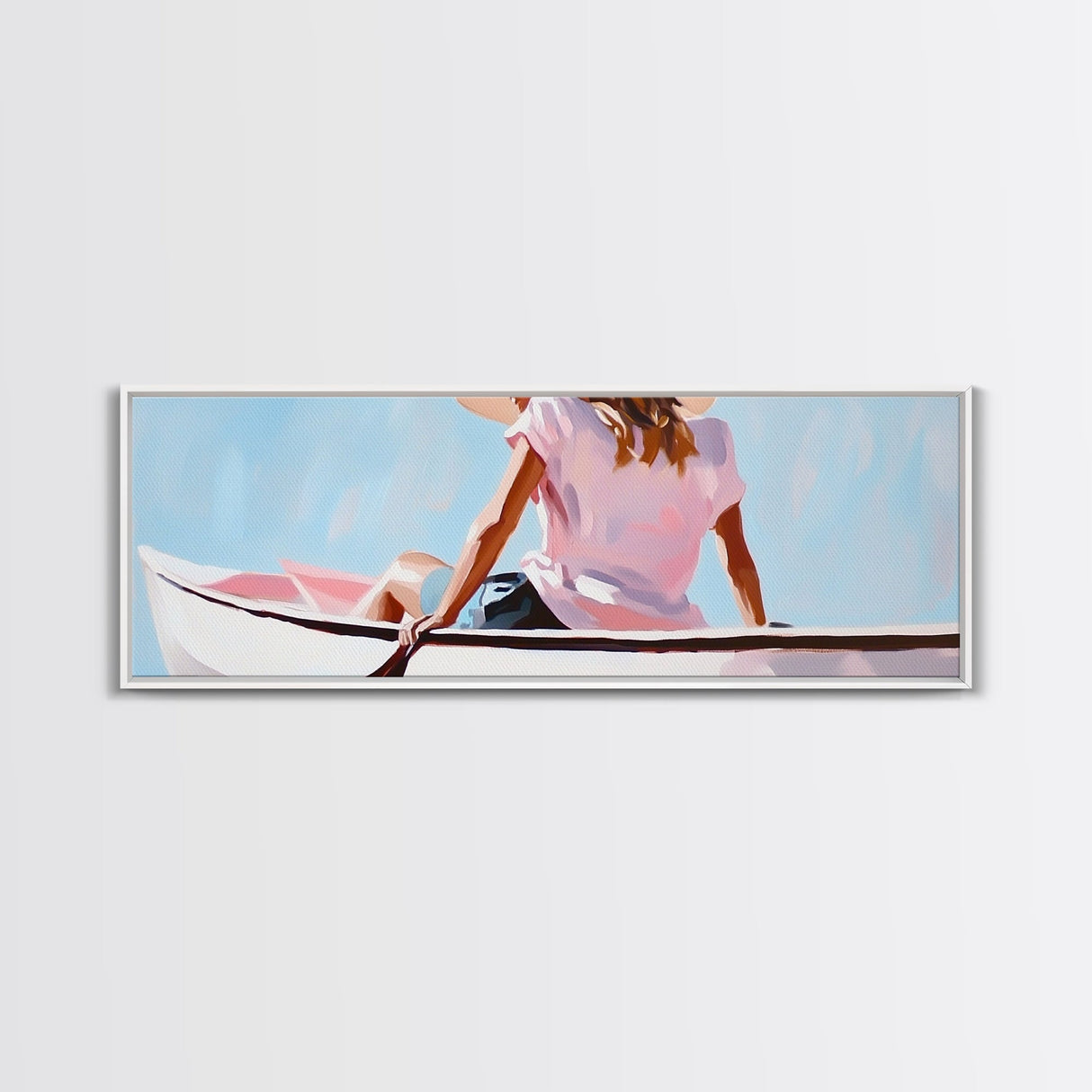 Relaxing Kayak, Pastel Colors, Coastal Wall Decor, Living Room Art, Boho Beach Vibes, Modern Seascape, Canvas Print, Serene Waterscape