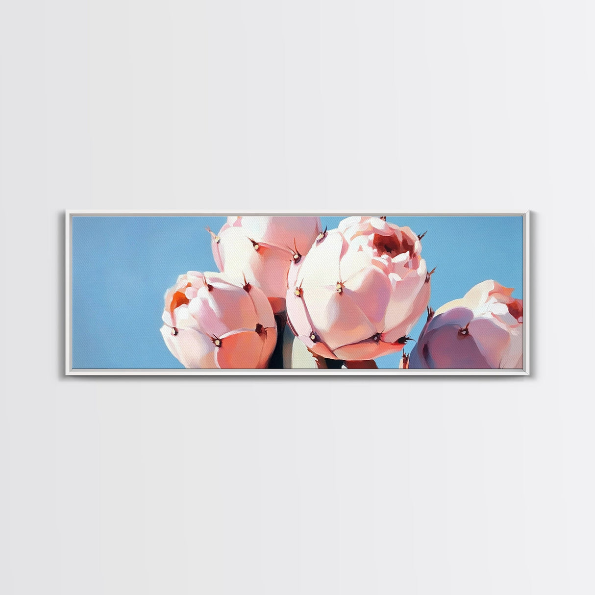 Cactus Flower Art, Desert Boho Decor, Minimalist Nature Painting, Southwest Framed Canvas Print, Rustic Wall Art, Earthy Home Aesthetic