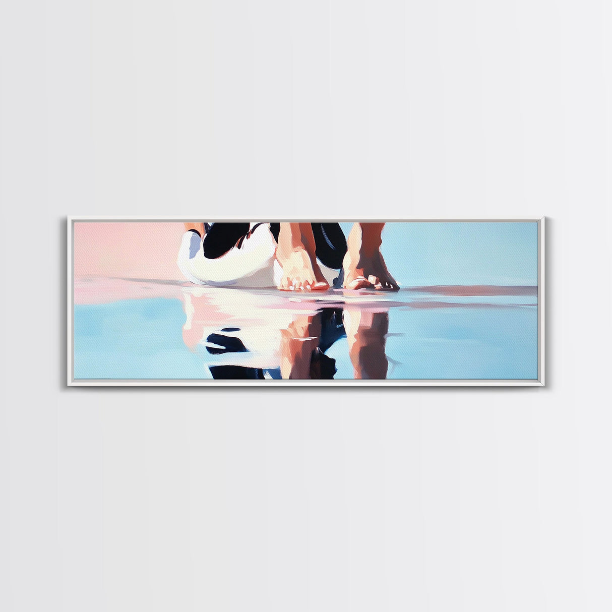 Soft Beach Reflection, Coastal Art, Minimalist Print, Pastel Wall Art, Boho Decor, Living Room Wall Art, Canvas Print, Summer Vibes