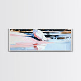 Pink Water Landscape, Tranquil Beach Art, Ocean Reflection, Modern Boho Decor, Bedroom Wall Art, Coastal Print, Framed Canvas Print