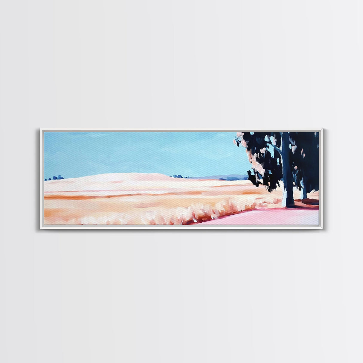 Rolling Fields, Pastel Landscape, Countryside Painting, Nature Decor, Modern Farmhouse Art, Living Room Wall Art, Framed Canvas Print