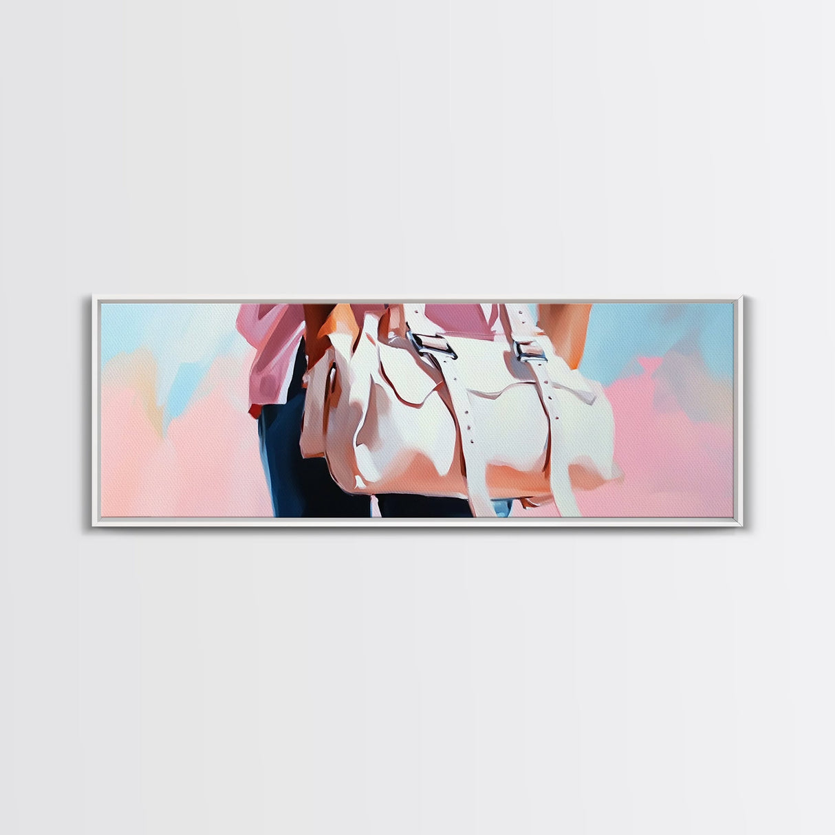 Pink Handbag, Fashion Wall Art, Feminine Aesthetic, Chic Decor, Framed Canvas Print, Modern Bedroom Art, Minimalist Artwork