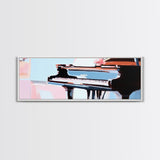 Grand Piano, Music Lover Gift, Classical Music Art, Elegant Interior, Framed Canvas Print, Minimalist Home Office Decor