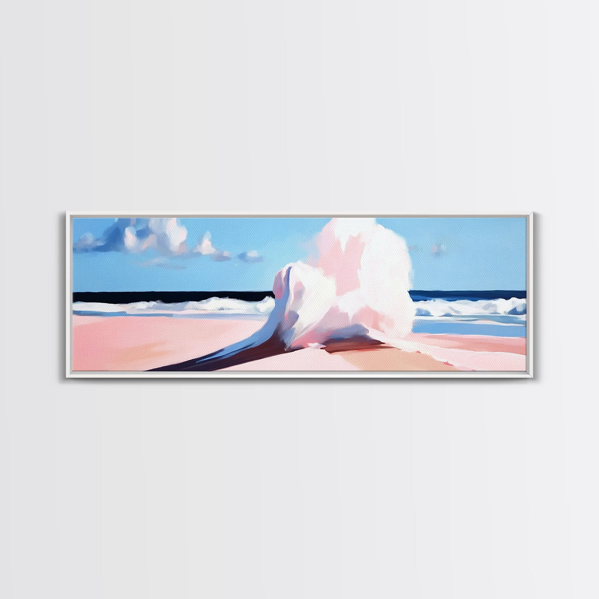 Crashing Waves, Ocean Seascape, Coastal Painting, Pastel Beach Decor, Minimalist Art, Nautical Wall Print, Living Room Art, Canvas Print