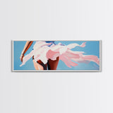 Flowing Dress, Windy Beach, Feminine Wall Art, Soft Pink Aesthetic, Summer Vibes, Framed Canvas Print, Living Room Art, Coastal Elegance