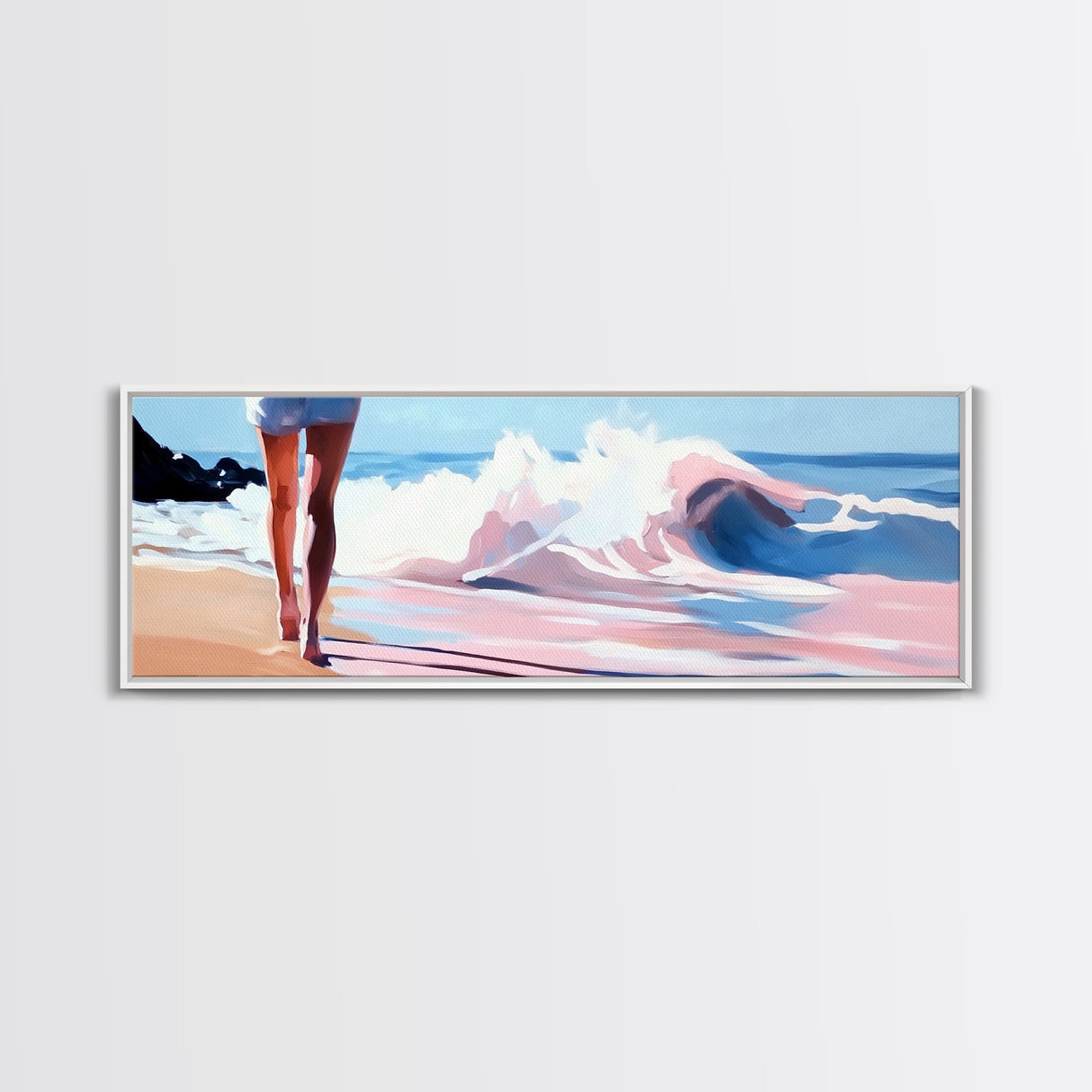 Ocean Waves, Serene Beach, Coastal Decor, Framed Canvas Print, Seascape Wall Art, Minimalist Art, Living Room Wall Art, Summer Aesthetic