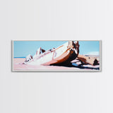 Shipwreck, Abandoned Boat, Nautical Art, Framed Canvas Print, Coastal Wall Art, Rustic Decor, Minimalist Print, Living Room Art