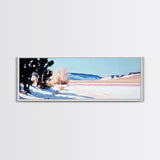 Winter Landscape, Snowy Trees, Mountain View, Framed Canvas Print, Rustic Wall Art, Cabin Decor, Cozy Winter Aesthetic, Home Office Art