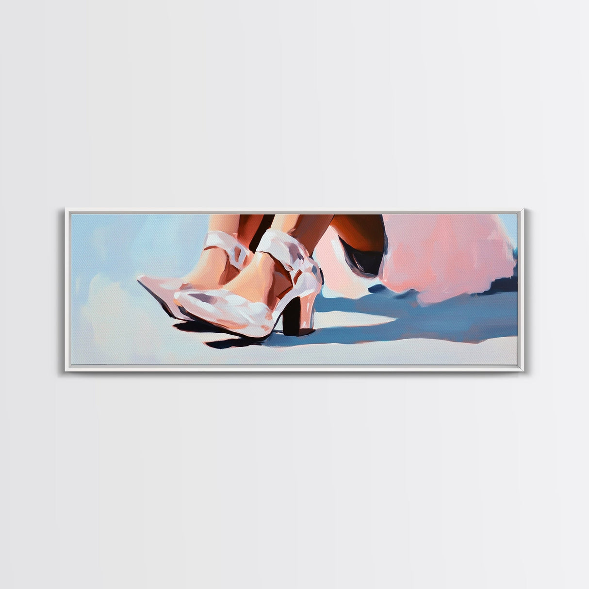 Heels, Fashion Art, Elegant Winter, Canvas Print, Feminine Aesthetic, Stylish Wall Art, Pastel Decor, Modern Bedroom Art