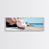 Beach Boulders, Coastal Landscape, Tranquil Escape, Framed Canvas Print, Ocean Wall Art, Boho Decor, Relaxing Seaside Painting
