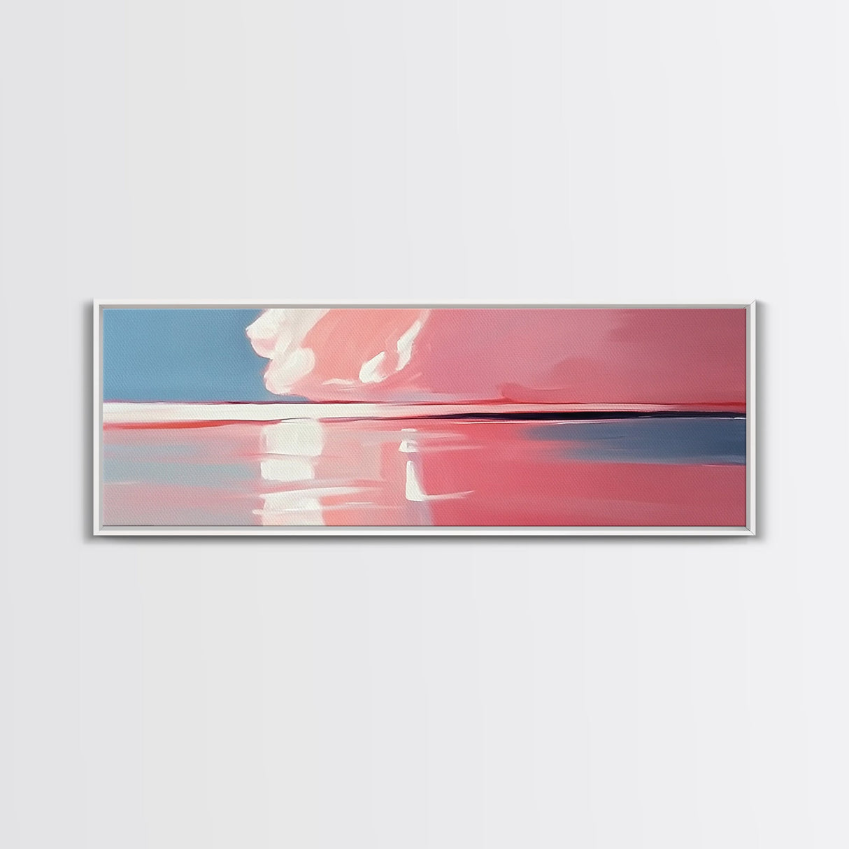 Pink Sunset, Tranquil Beach, Evening Serenity, Canvas Print, Coastal Wall Art, Bedroom Decor, Soft Aesthetic, Modern Home Design