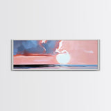 Sunset Glow, Ocean Horizon, Beach Scene, Modern Coastal, Framed Canvas Print, Minimalist Wall Art, Living Room Decor, Gift Idea