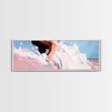 Abstract Ocean Waves, Coastal Wall Art, Beach Aesthetic, Pastel Seascape, Large Canvas Print, Minimalist Art, Living Room Decor