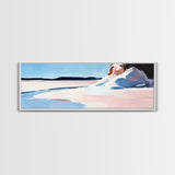 Winter Landscape Print, Snowy Mountain Scene, Nature Painting, Soft Blue Art, Large Canvas Print, Minimalist Home Decor, Office Wall Art