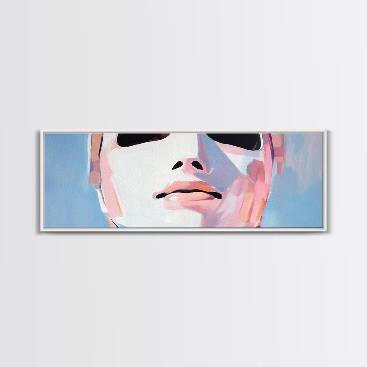 Abstract Mask Art, Portrait Painting, Soft Pastel Expression, Unique Wall Decor, Large Canvas Print, Minimalist Home Art, Boho Aesthetic