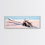 Fallen Palm, Driftwood Beach, Coastal Landscape, Framed Canvas Print, Ocean Art, Beach House Decor, Minimalist Nature Aesthetic