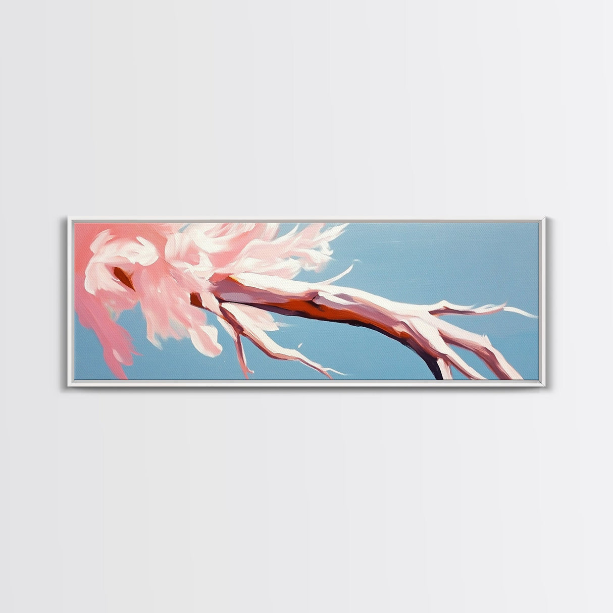 Blossoming Driftwood, Abstract Tree, Whimsical Nature, Framed Canvas Print, Bedroom Wall Art, Soft Pastel Decor, Contemporary Artwork