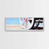 Rustic Wheel, Country Road, Soft Pastel Landscape, Farmhouse Decor, Western Wall Art, Framed Canvas Print, Living Room Aesthetic