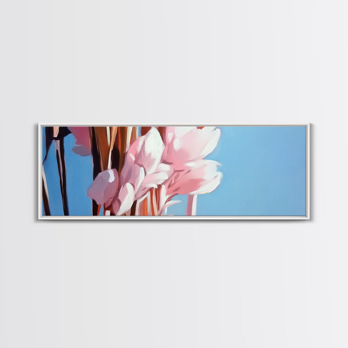 Blush Pampas, Soft Floral, Elegant Botanical Art, Minimalist Aesthetic, Pastel Wall Decor, Framed Canvas Print, Bedroom Wall Art