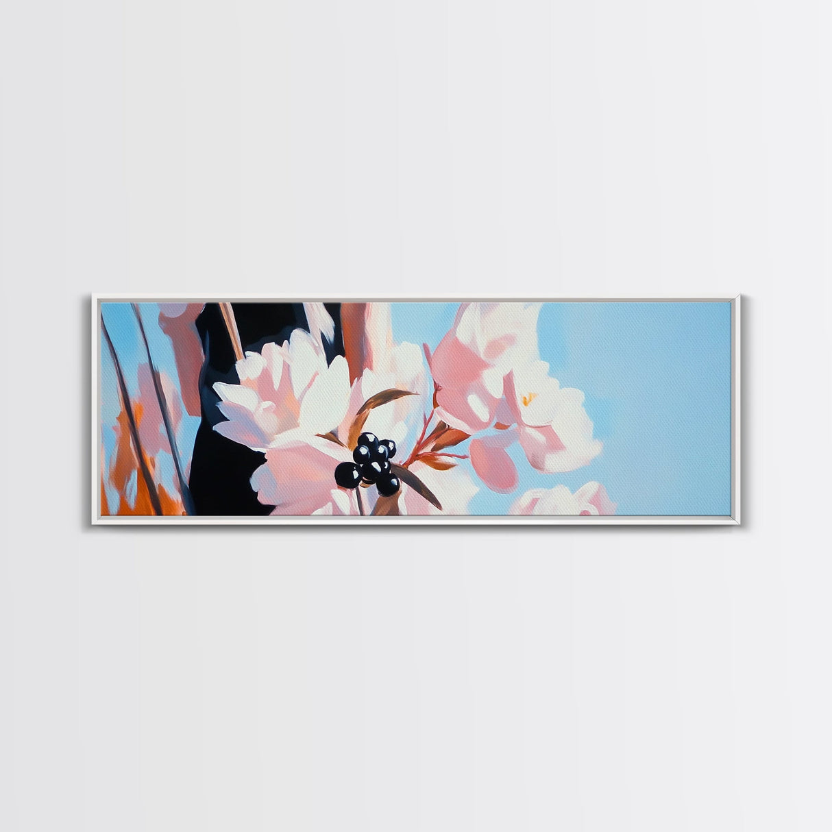 Cherry Blossoms, Floral Wall Art, Spring Decor, Nature Painting, Pastel Aesthetic, Elegant Botanical, Living Room, Canvas Print