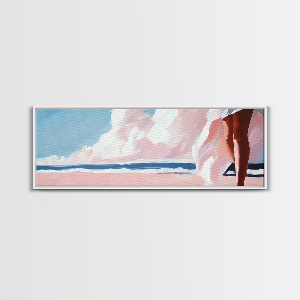 Sunset Glow, Pastel Sky, Tranquil Ocean, Soft Horizon, Canvas Print, Dreamy Beach Scene, Boho Aesthetic, Living Room Wall Art