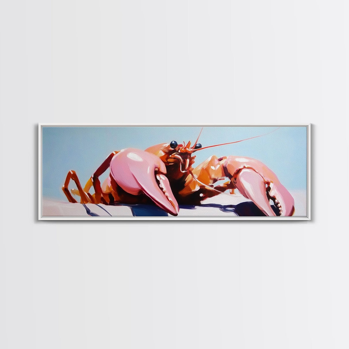Lobster Illustration, Nautical Kitchen Art, Coastal Seafood Decor, Canvas Print, Rustic Beach House, Maritime Aesthetic, Dining Wall Art