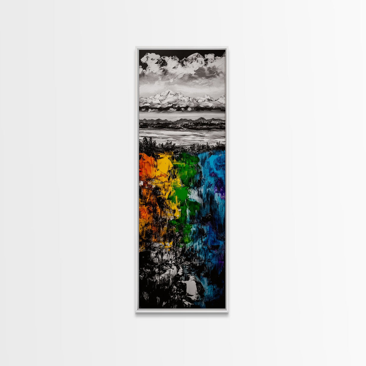 Abstract Mountain, Scenic Landscape, Autumn Colors Art, Canvas Print, Bold Nature Painting, Modern Wall Art, Office Decor
