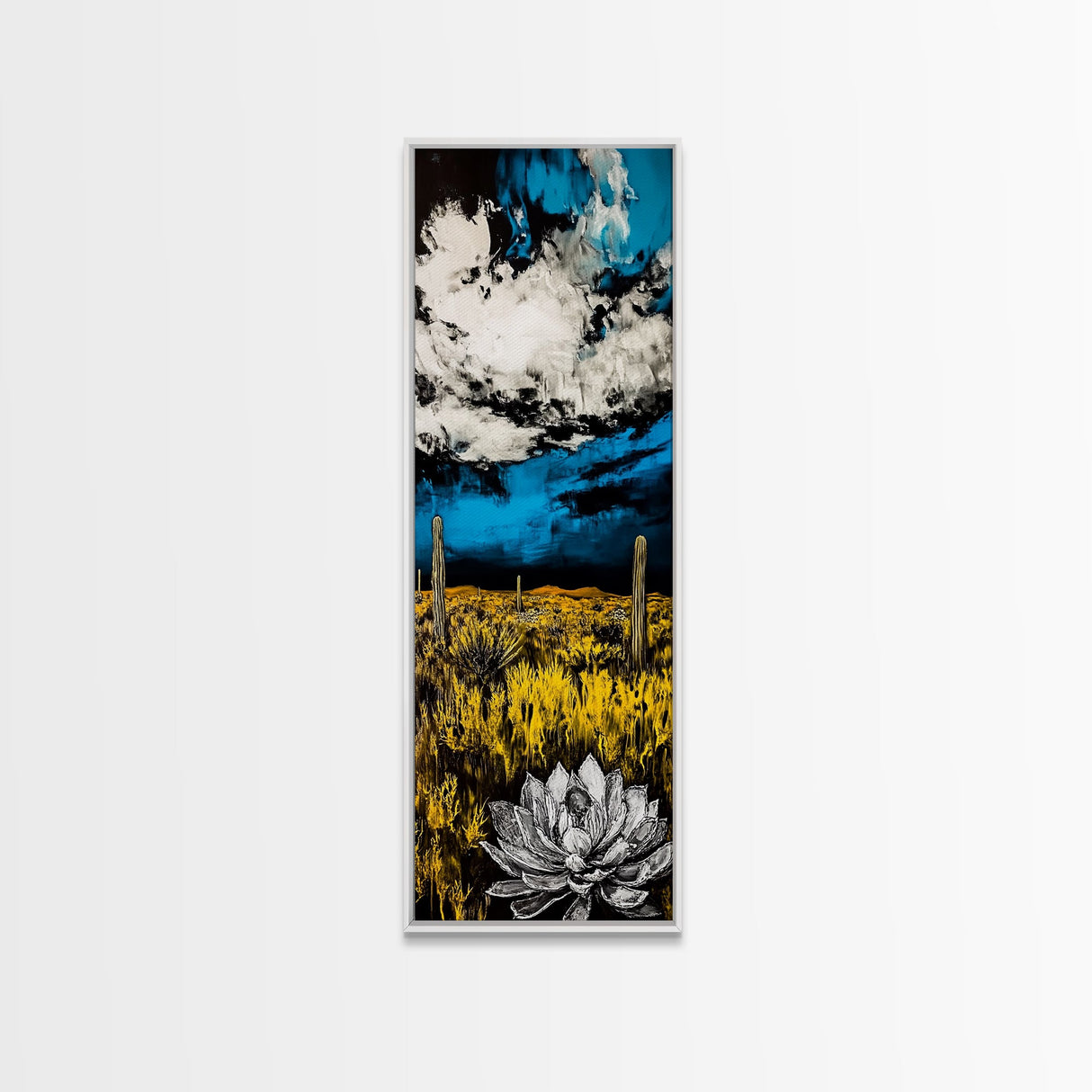 Desert Bloom, Cactus Flower Art, Southwest Landscape, Canvas Print, Bold Nature Decor, Modern Wall Art, Living Room Artwork