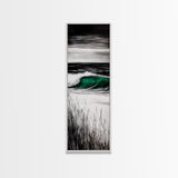Ocean Wave, Emerald Green, Coastal Art, Framed Canvas Print, Beach House Decor, Nautical Wall Art, Surf Painting, Living Room Art