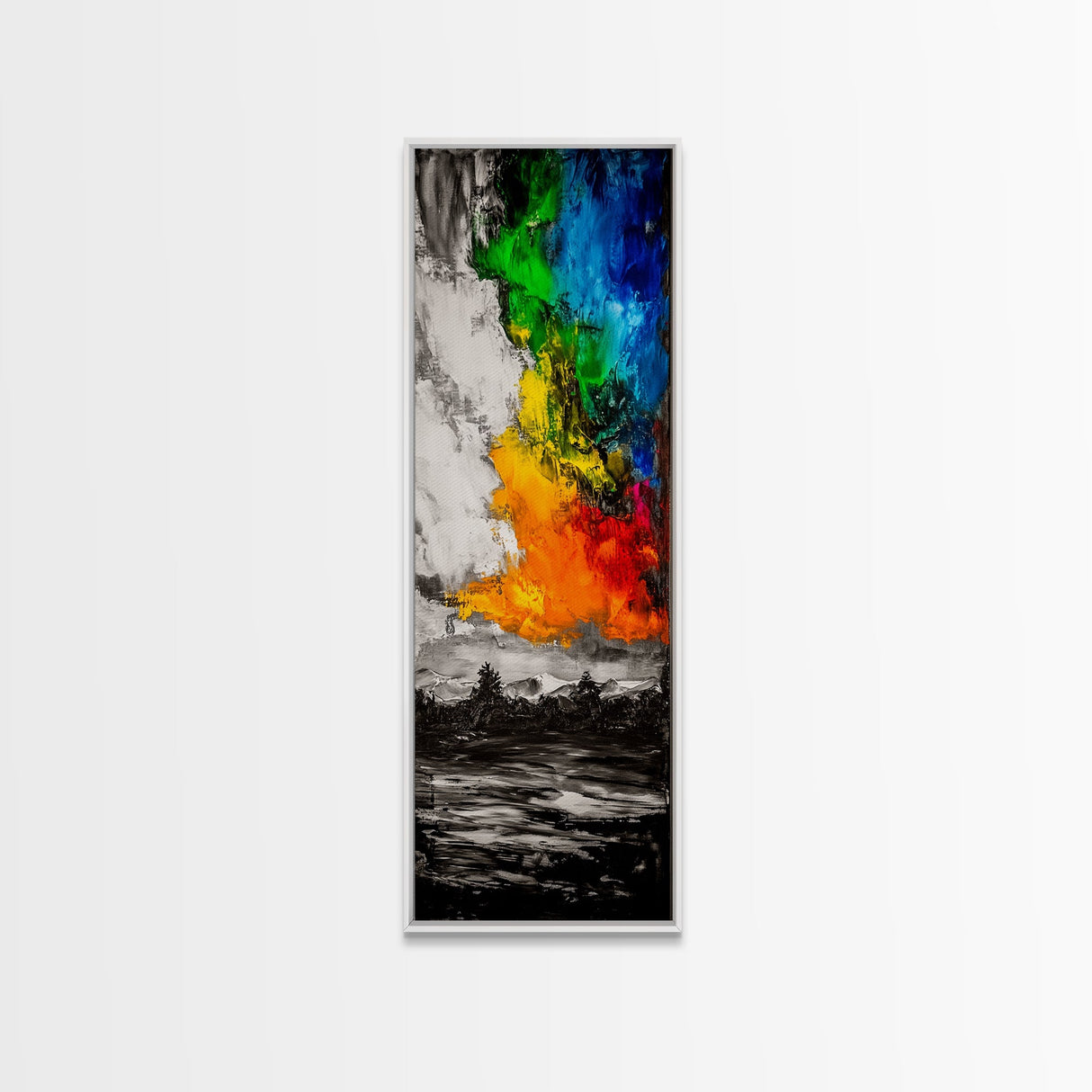 Color Explosion, Abstract Nature, Mountain Glow, Canvas Print, Vibrant Wall Art, Modern Painting, Bold Home Decor, Statement Piece