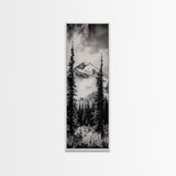 Snowy Mountains, Black and White, Misty Pines, Canvas Print, Winter Wall Art, Nature Photography, Lodge Decor, Cabin Wall Art