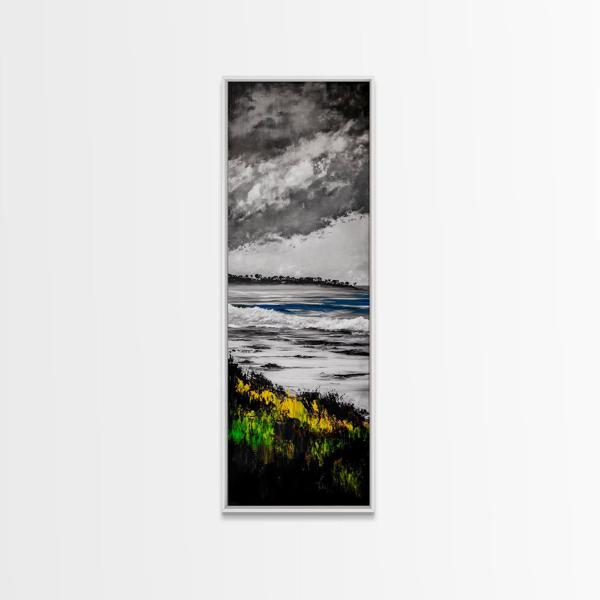 Coastal Horizon, Abstract Seascape Painting, Beach Wall Art, Framed Canvas Print, Office Decor, Ocean Waves Artwork, Living Room Art